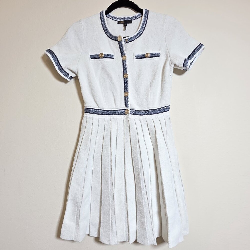 Maje Pleated Mini Dress Size 38 - Picture 2 of 8
